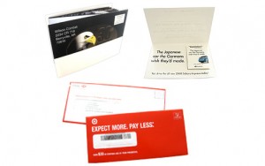 folded card and branded envelopes
